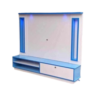 White and blue wall TV stand