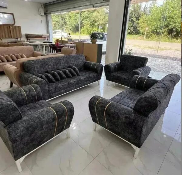 The Obsidian Quilted Velvet Living Room Set